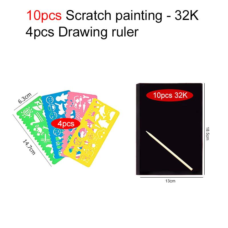 Rainbow Scratch Paper DIY Graffiti Props Office Supplies Drawing Tool with Bamboo Sticks Painting Template Birthday Gift TMZ