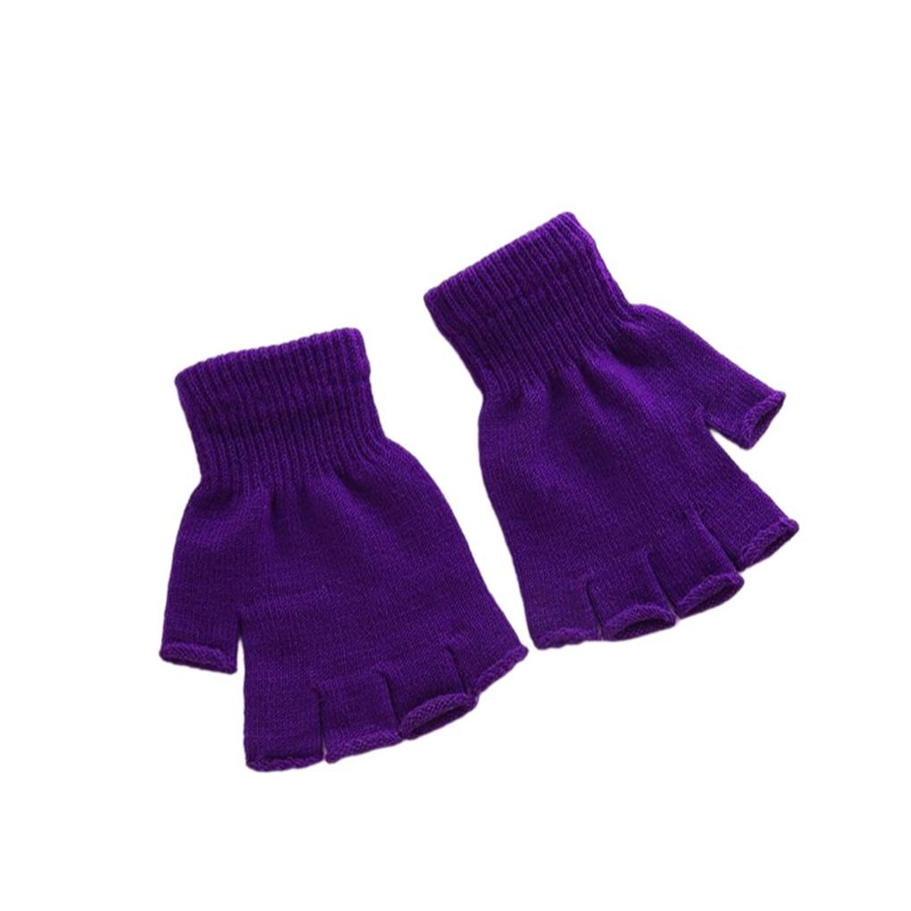 1 Pair Knitted Half Fingertip Gloves Unisex Stretch Elastic Fingerless Mittens Road Cycling Riding Biking Warm Women Men