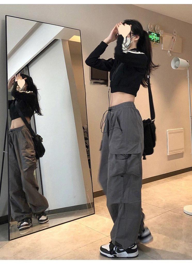 Retro Spicy Girl Hip Hop Wide-Leg Cargo Joggers