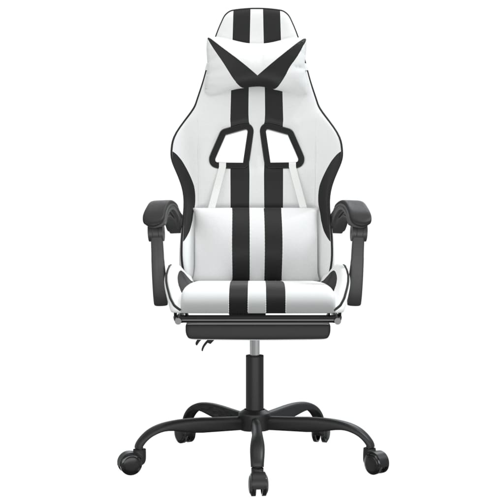 Vidaxl Gaming Armchair with Footrest, White-Black, Faux Leather