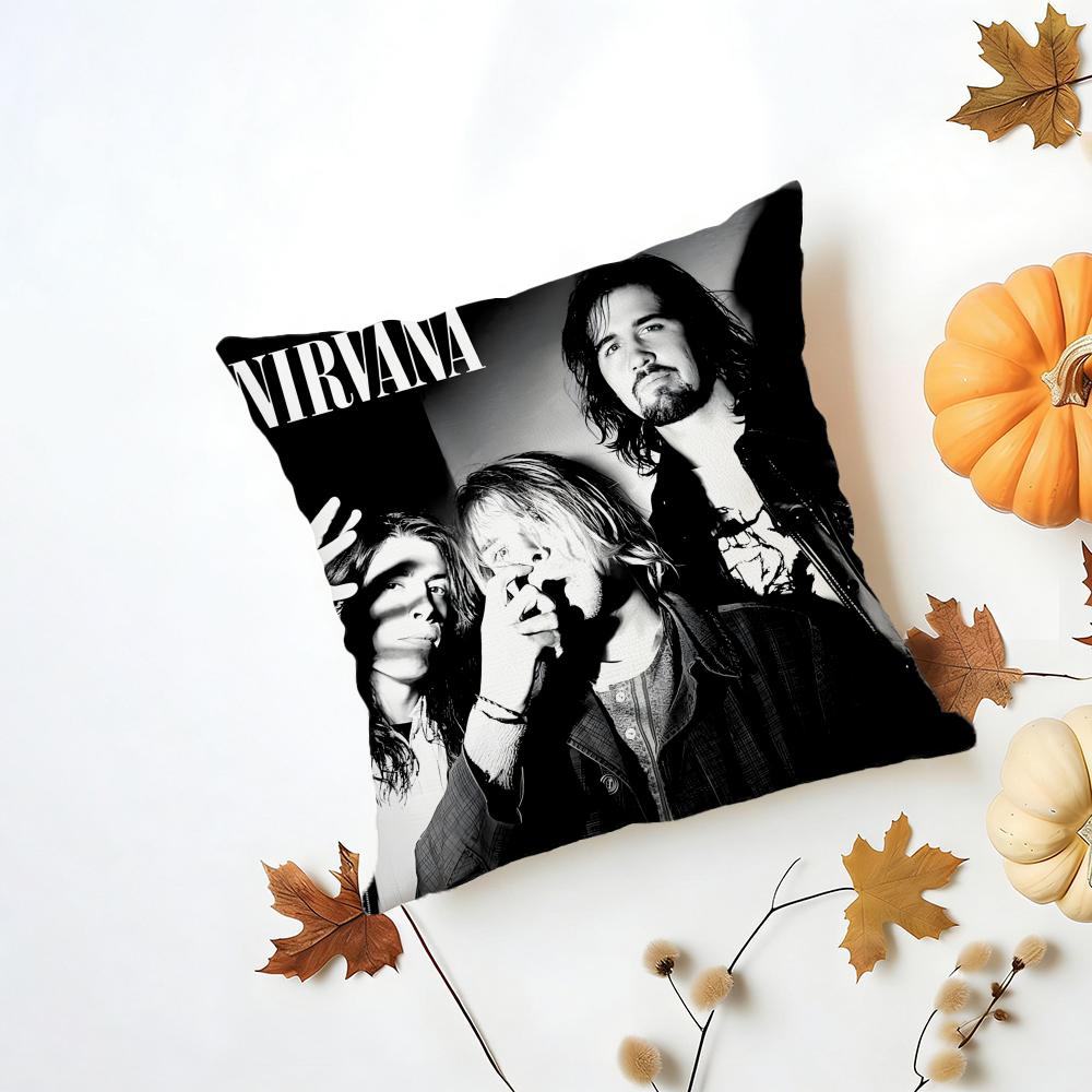 Fashion Raw American Rock Band NNirvana Cushion Cover Washable Linen Pillowcase Soft  for Daily Sofa Bed Home Room Decor