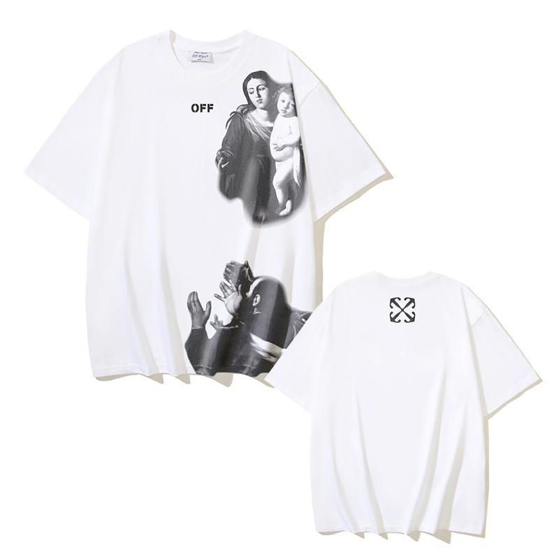 1178 Off-White 2026 Summer New Angel Religion Virgin Mary Printed Short Sleeved T-shirt for Men and Women