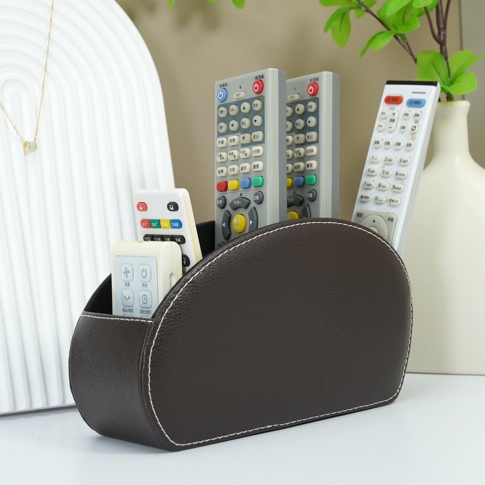 Multi-Functional Leather Storage Box for Remotes, Stationery, and Makeup Brushes