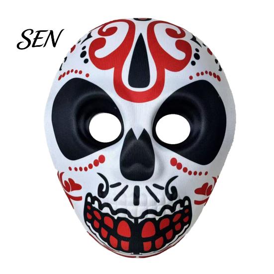 Scary Skeleton Face Masque Day of The Dead Skull Masque, Halloween Sugar Full Festival Costume Supplies Masquerade Party Accessory for Cosplay,