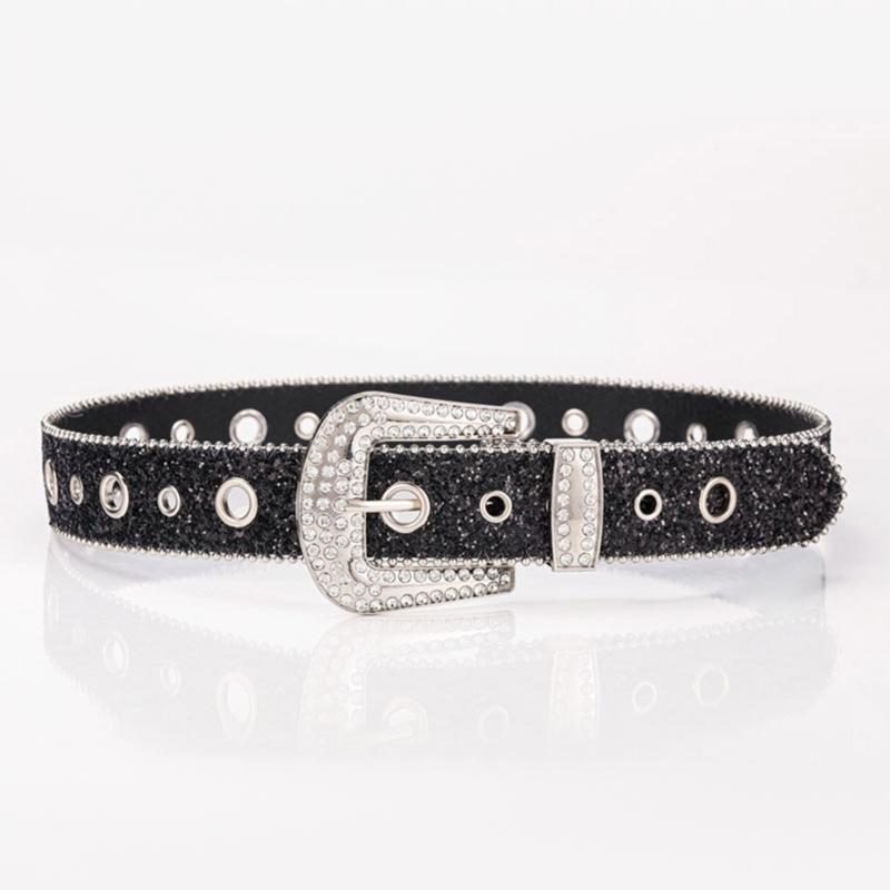 Adjust Pin Buckle Diamond Waist Belt Adult Western Full Sequin Adjustable Belt