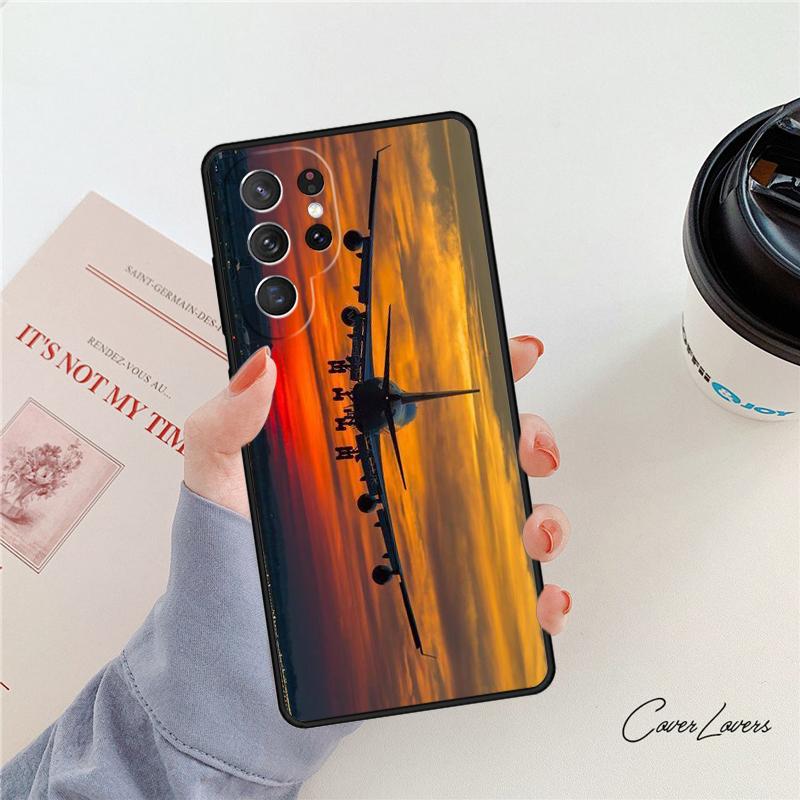 Aircraft Airplane Fly Travel phone case For Samsung Galaxy S24 S25 S23 S22 Ultra Note 10 20 Plus S20 S21 FE Cover