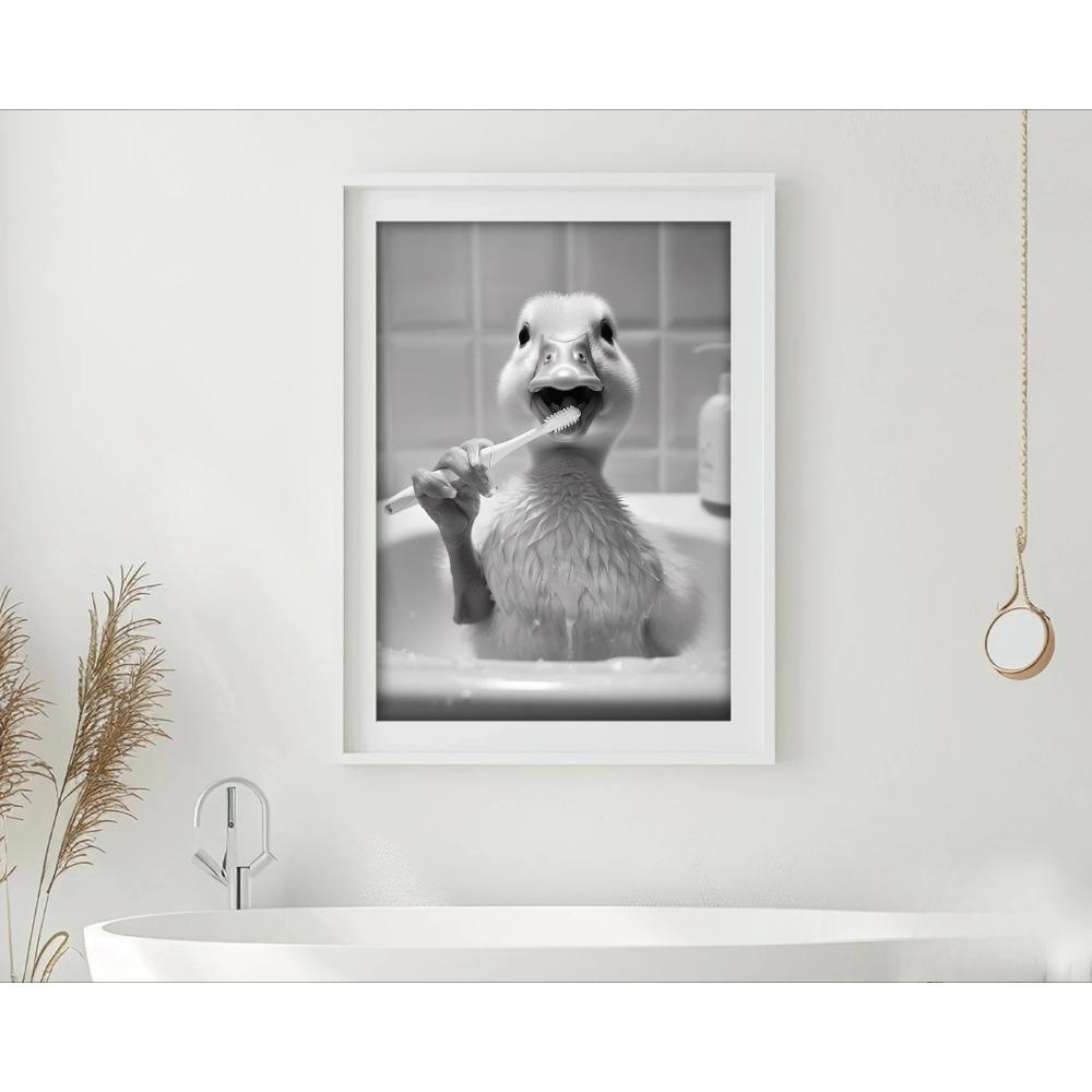 Zähneputzen Tierkunst Poster Löwe Affe Pferd Kaninchen Hund Katze Adler Lustige Badezimmer Wandaufkleber Badezimmertiere Hausdekoration