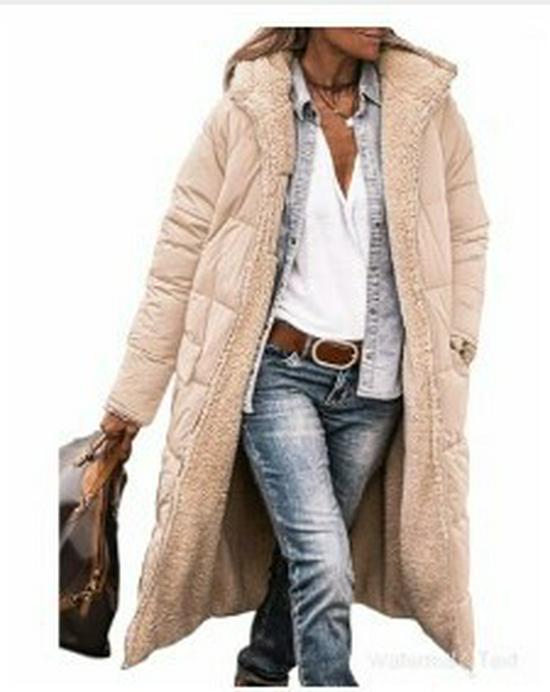 Unifarbene doppelseitige Baumwolljacke mit Kapuze, langärmliger Slim-Fit-Cardigan-Mantel