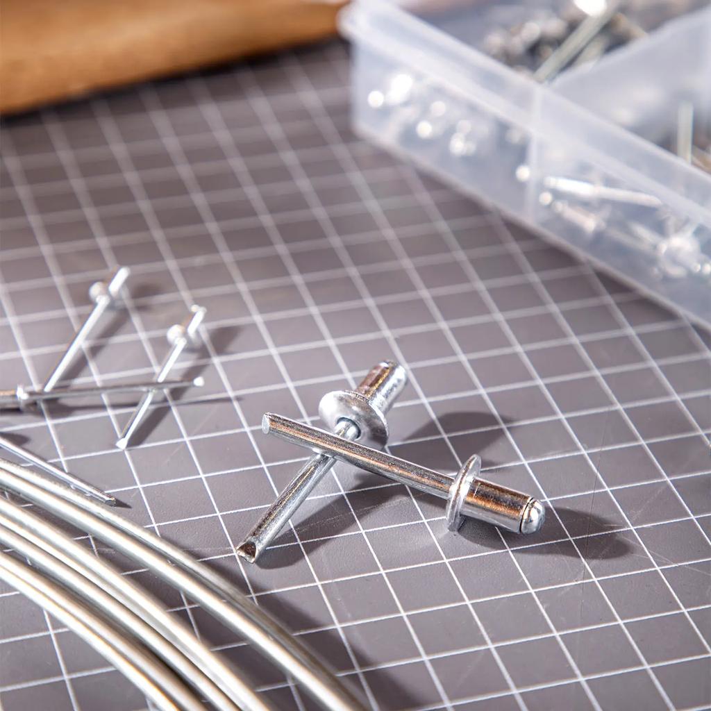 Deli 5-in-1 Nails Rivets Set Aluminium Dome Head Pop Rivets Head Blind Rivets Steel Shank Mandrel Exhaust Hand Tool for Home DIY