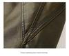 Men's Retro Cool PU Leather Bomber Jacket with Buckle Stand Collar