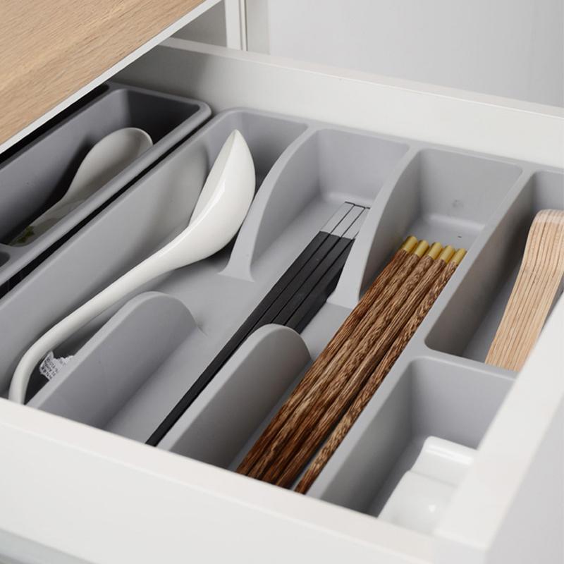 Organizér na příbory do kuchyňské zásuvky Stojan na stříbro Dělicí box na náčiní Plastový tác na uložení příborů Domácí Restaurace Zásoby