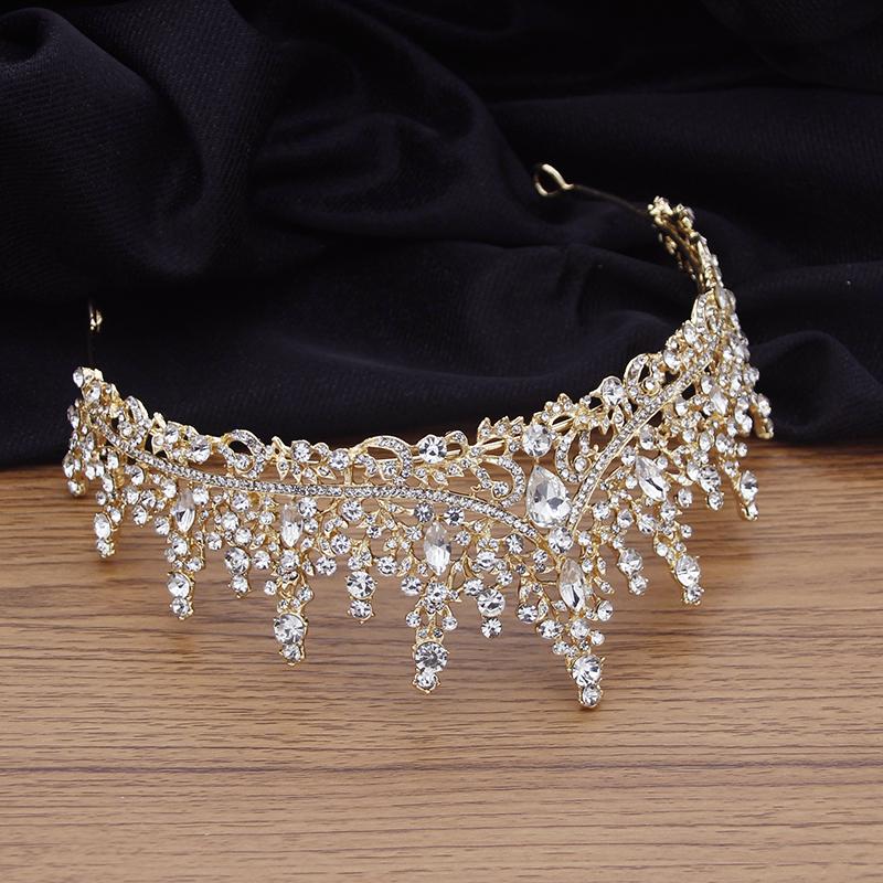 Couronne de Mariage en Cristal de Luxe Reine Royale Concours Serre-têtes Tiaras de Mariée Coiffe Couronne de Mariée Bijoux de Cheveux Accessoires de Tête