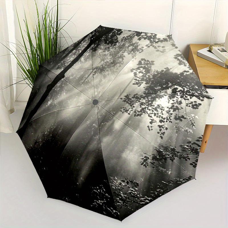 

Forest Light and Shadow Pattern New Automatic Folding Umbrella, Portable Travel Umbrella for Men & Women, Halloween and Christ (as the picture,iron&8K)