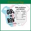 Gender Party Kids Reveal Cards Pack With Bear Illustration For Accessories Event