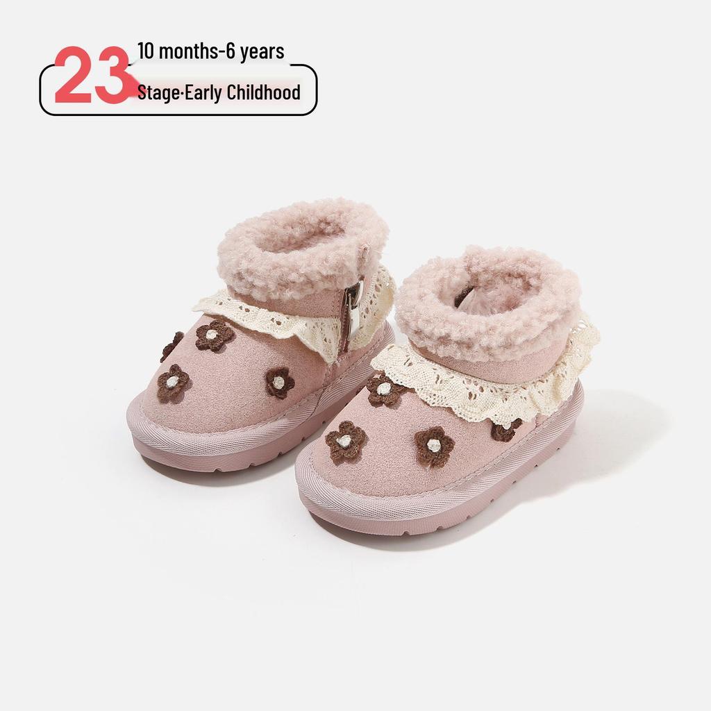 2025 Winter Plush Warm Leather Boots for Girls - Soft Sole Princess Style