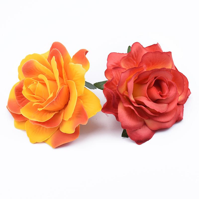 2Pcs 10CM Rose Head Wedding Flower Wall Scrapbook for Home Decor Christmas Garland Silk Flowers Bridal Brooch Artificial Flowers
