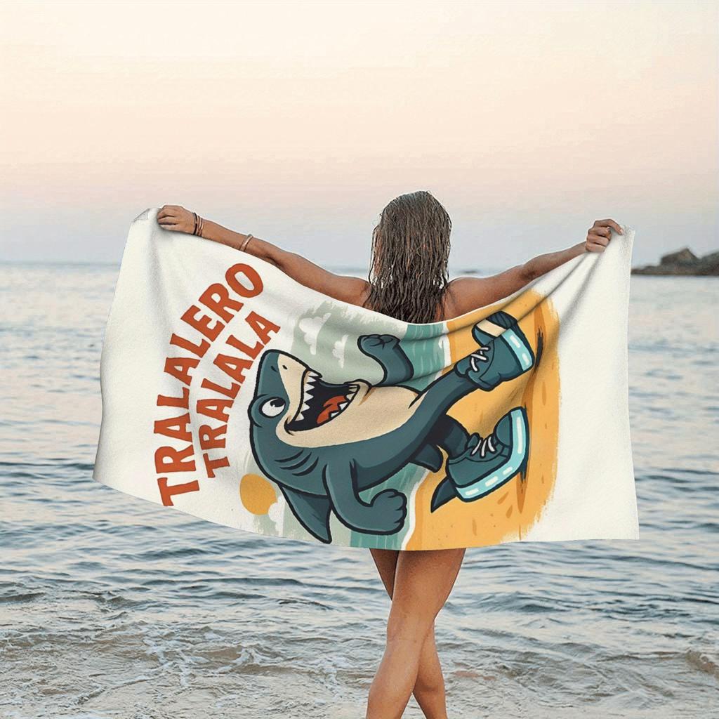 Interesting Tralalero Tralala Printed Beach Towel, Anti Sand Super Absorbent Quick Drying Towel, Fun And Humorous Tapestry