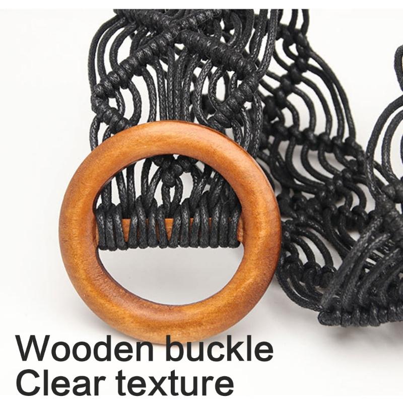 Ethnic Braided Waxed Cord Wide Belt For Women Stylish Adjustable Waistband With Tribal Design Comfortable Daily Wear