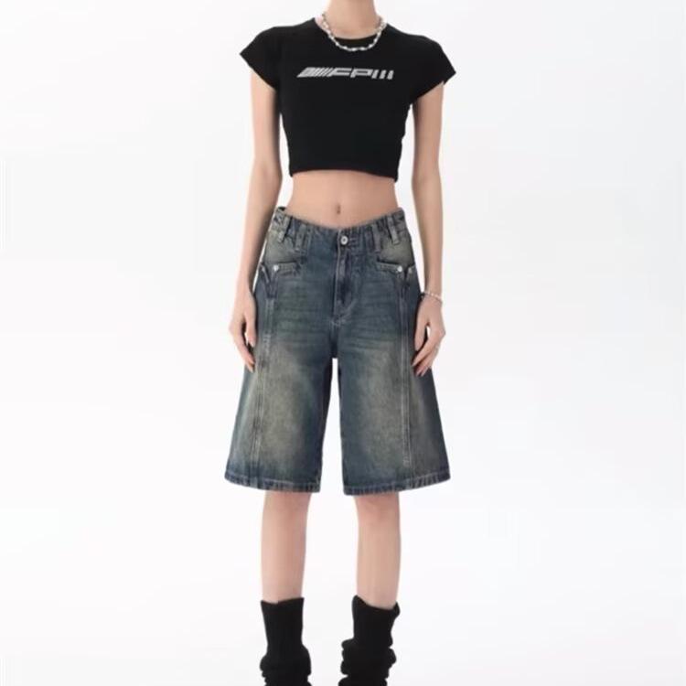 

Women s Retro High-Street Wide-Leg Distressed Jeans S: Height 155-165CM (75-90 lbs)
