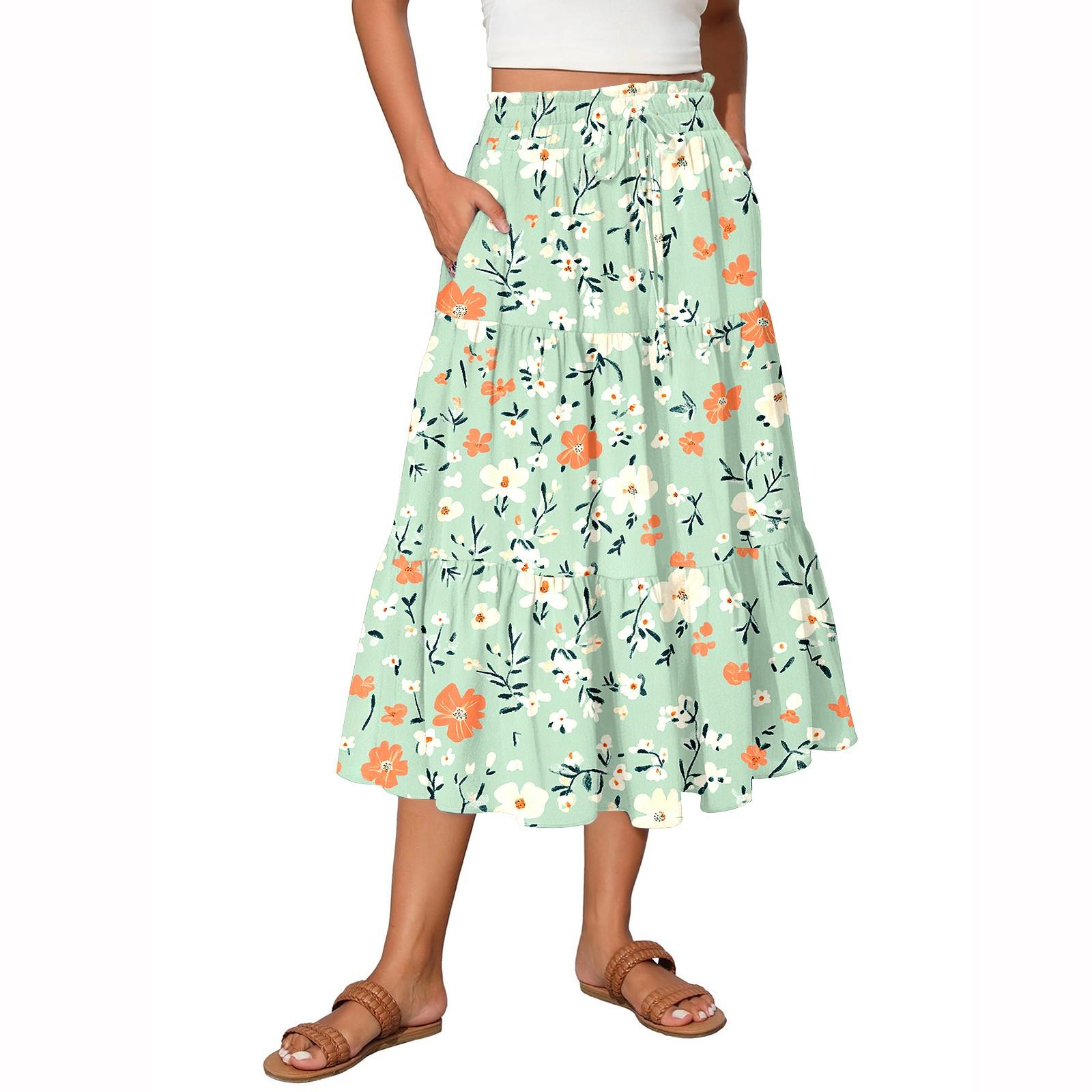 

Женские струящиеся расклешенные юбки-макси с оборками и эластичным поясом, элегантные многослойные длинные юбки в стиле бохо XXL