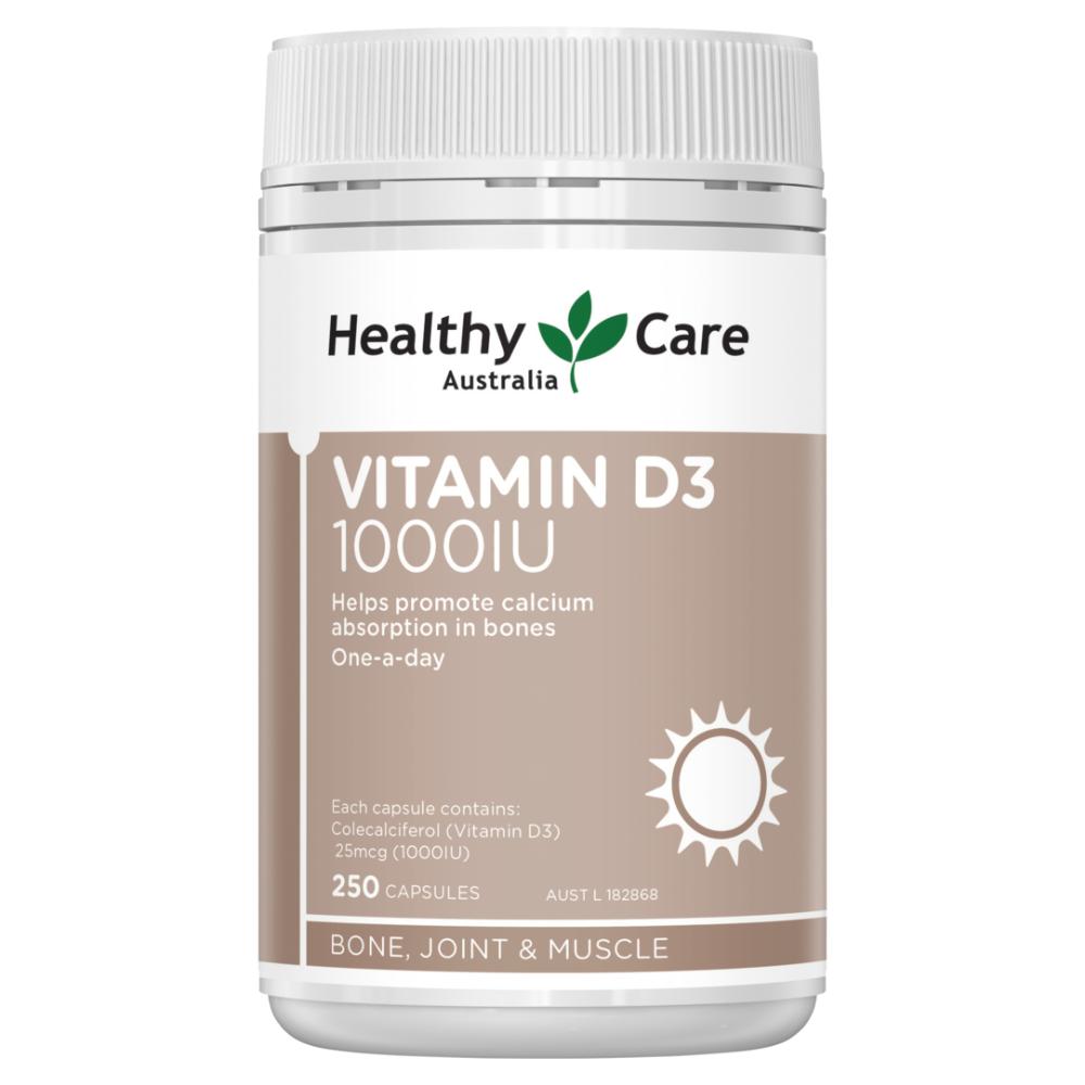 Healthy Care Vitamin D3 1000IU 250 Softgel Capsules