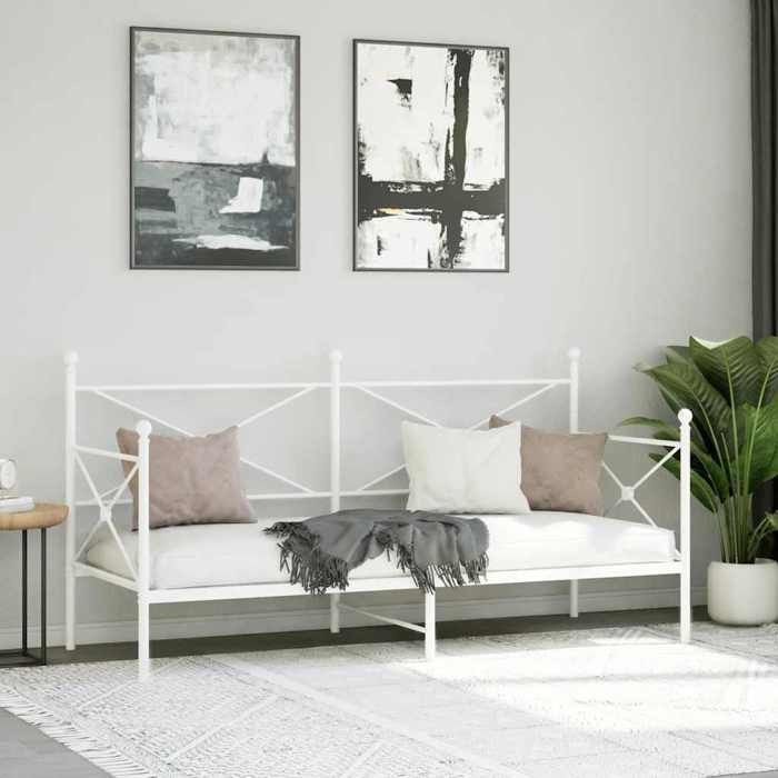 VidaXL Daybed Without Mattress White 90x190 Cm Steel, Sofa Bed, Comfortable Sofa Bed, Daybed with Mattress, Bed 4104681