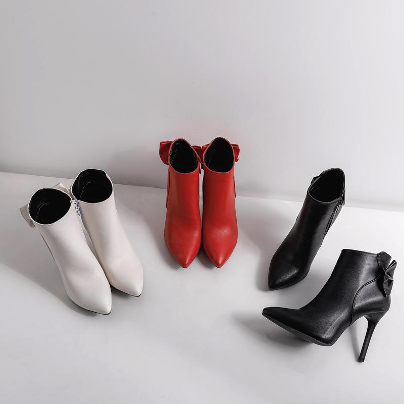High Heel Pointed Short Boots Large Size Boots, Extra Large Size Women's Boots Naked Boots