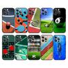Black Frosted Apple 13 Pro Max TPU Phone Case with Basketball & Football Design