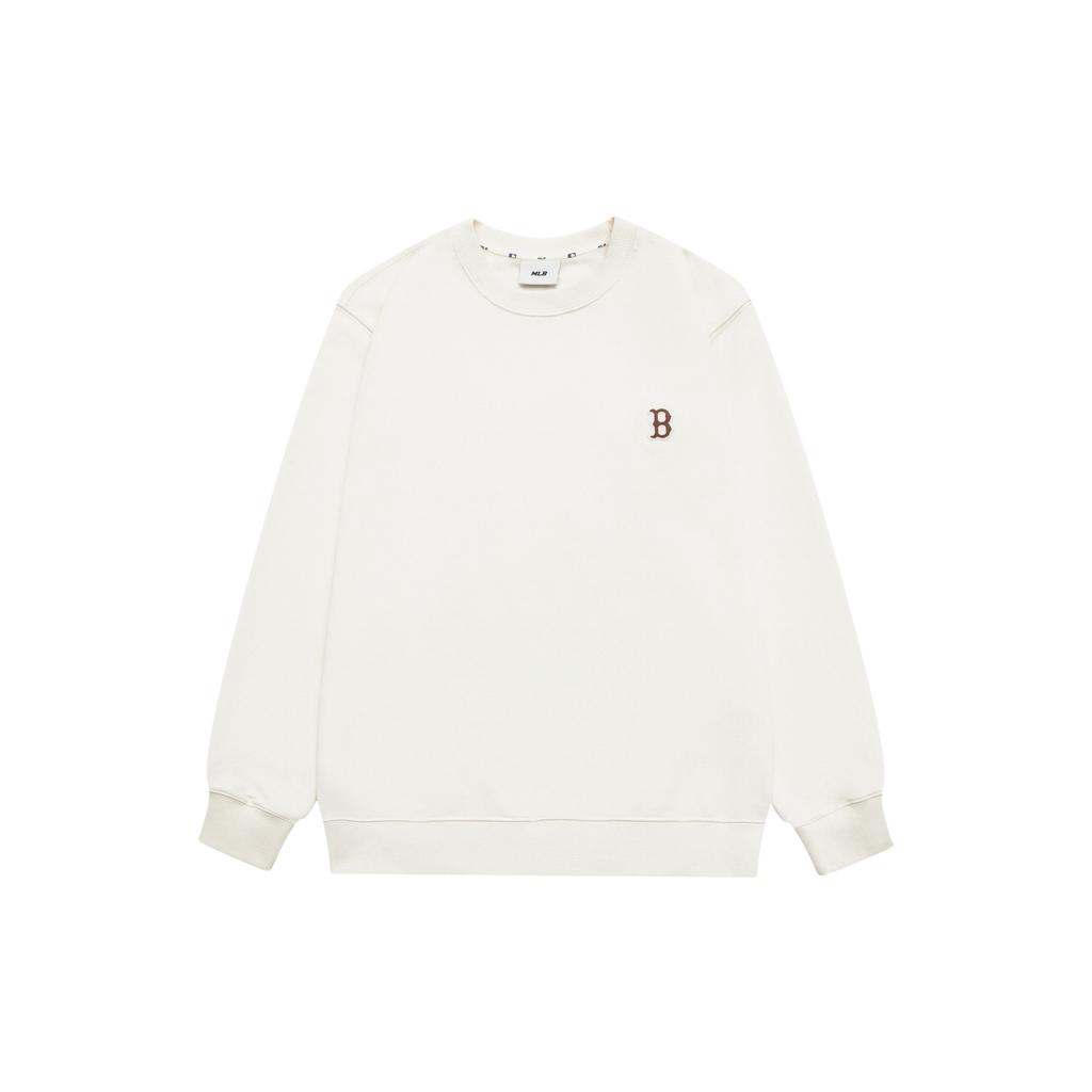MLB Boston Red Sox 23FW Basic Solid Loose Sports Logo Pullover Crewneck Sweatshirt Unisex Sweatshirt White 3AMTB0134-43CRD