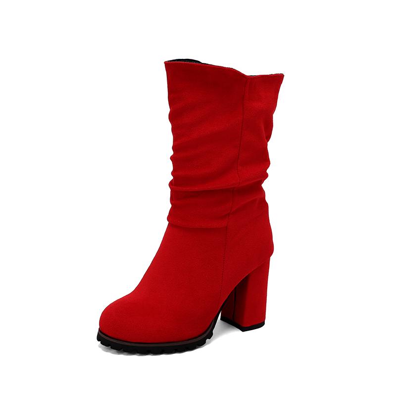 J/Damen-Stiefel mit hohem Absatz, kurze Stiefel, Herbst und Winter