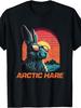 Retro Vintage Style, Men's T-Shirt, Arctic Hare with Sunglasses Sunset Graphic, Summer Casual Wear