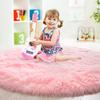 Pink Round Carpet Fluffy Soft Area Floor Mat Children Girls Room Princess Castle Plush Carpet Living Room Home Decor