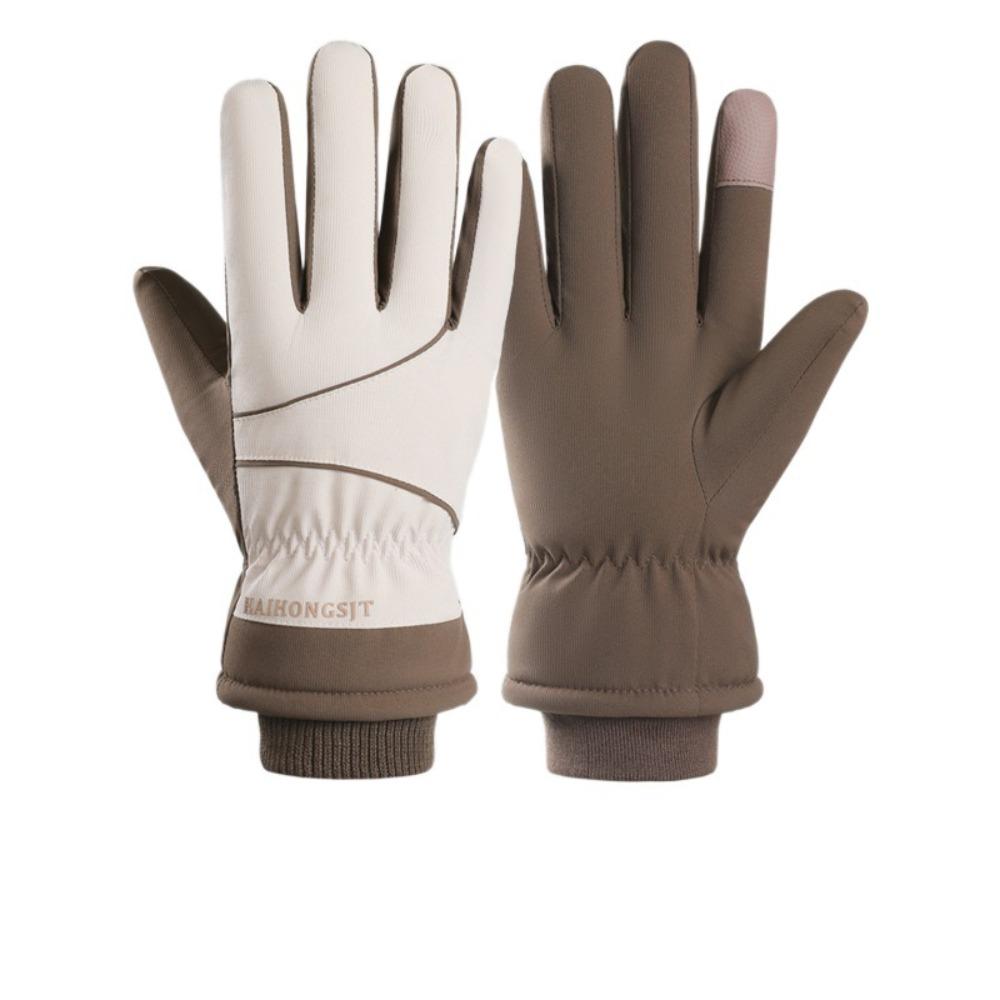 Full Fingers Cold-resistant Winter Gloves Waterproof Piled Riding Gloves Windproof Thickened Cycling Gloves Running