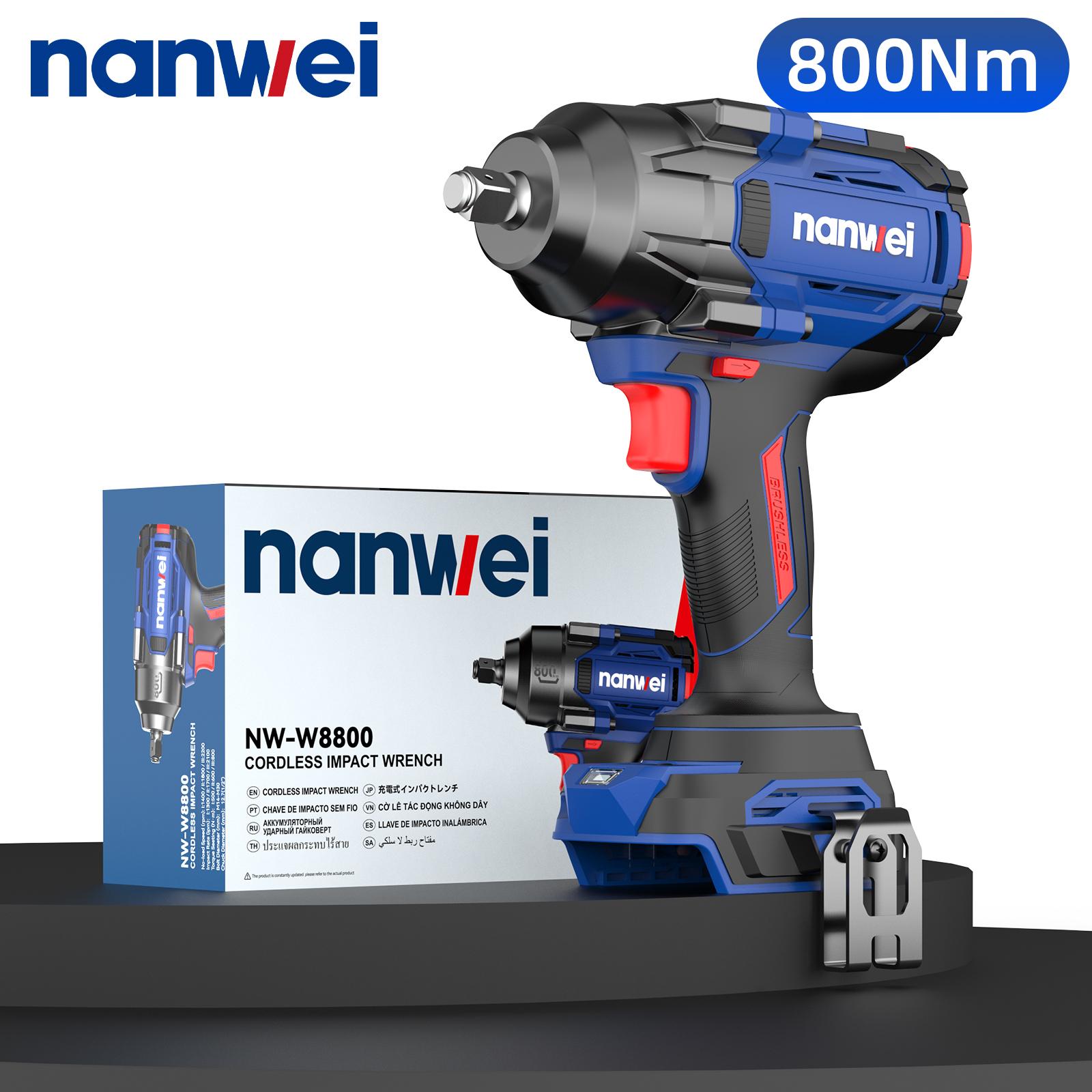 

NANWEI 800N Electric Impact Wrench, Size 1/2, Adjustable Torque 500N/600N/800N no battery and charger