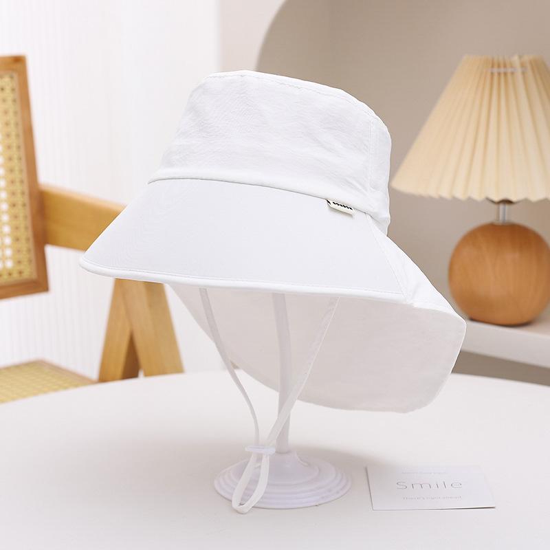 Summer Baby Sunscreen Hat Outdoor Thin Quick Drying Bucket Cap Anti UV Neck Protection Cover Solid Color Adjustable Kids Visors