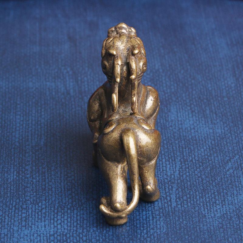 Pure Brass God Beast KIRIN Desktop Lucky Fortune Feng Shui Decoration Crafts Tea Ornaments Old Bronze Ware Wholes