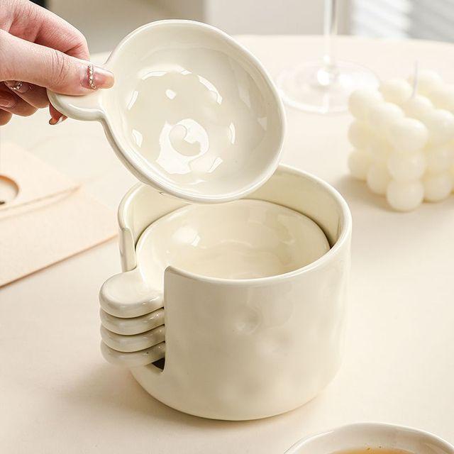 

Утолщенные керамические формы для соуса, выдерживающие высокие температуры – набор круглых форм для приправ, соевого соуса, уксуса и подставки для палочек белый