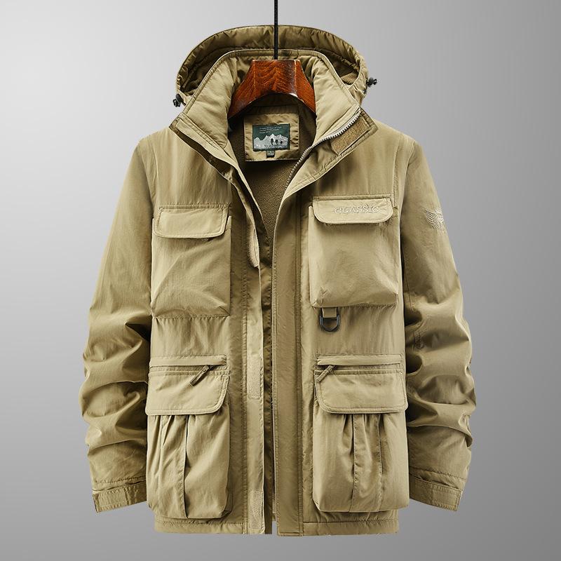 Chaqueta Juvenil para Hombre Ropa Deportiva de Montañismo para Exteriores Manga Desmontable con Capucha Holgada Chaqueta Polar para Hombre