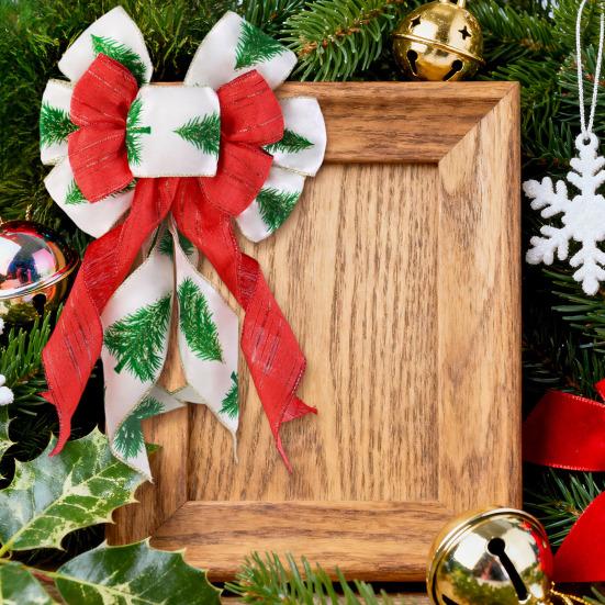 Yousheng Christmas Tree Topper Bow Striped Print Xmas Wreath Gift Bow Christmas Home Indoor Outdoor Decoration