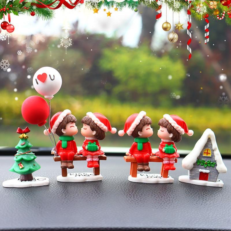 1-10PCS Christmas Car Dashboard Ornament Cute Creative New Couple Car Interior Decoration Desktop Gift for Women