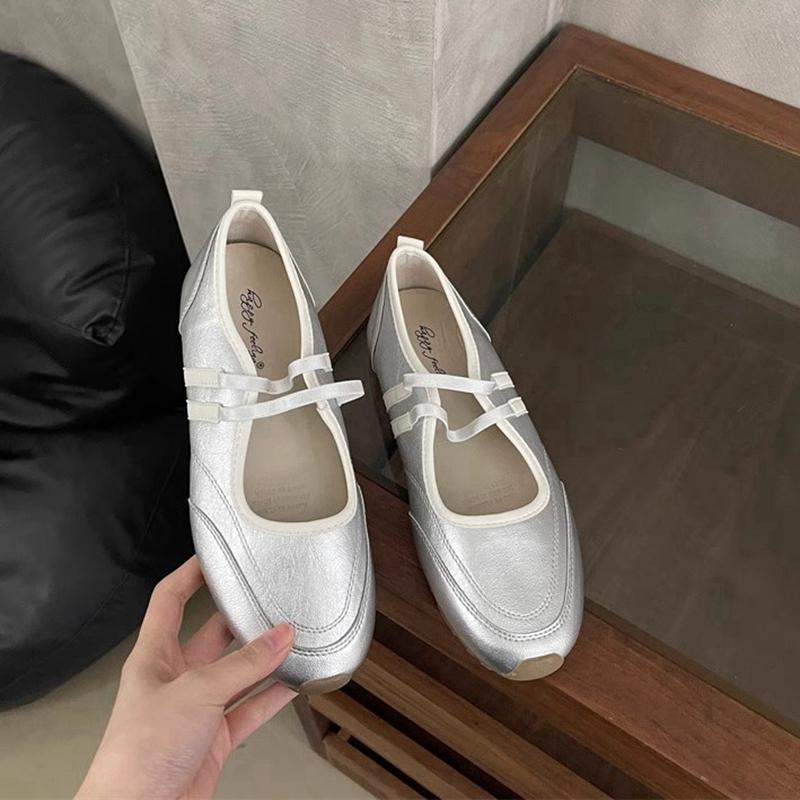 Fashion SUOJIALUN 2025 Spring New Brand Women Flat Shoes Fashion Round Toe Shallow Slip On Mary Jane Shoes Soft Flat Heel Baot Shoes