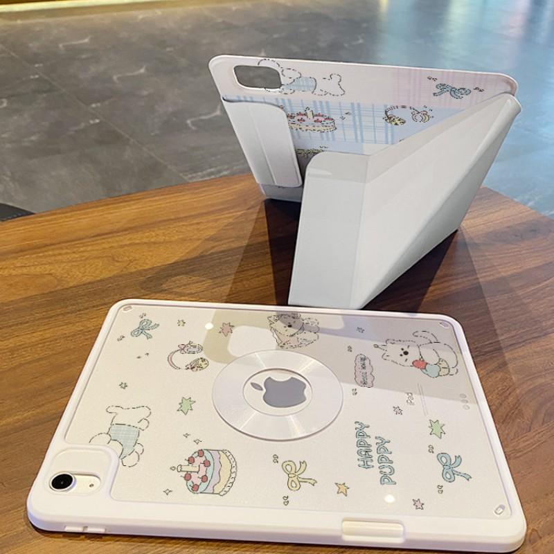 Cartoon Dog IPad Case With Magnetic Detachable Design Stand Anti-Slip Cover Mini 6/7 8.3 9.7 10.2 10.9 11 12.9