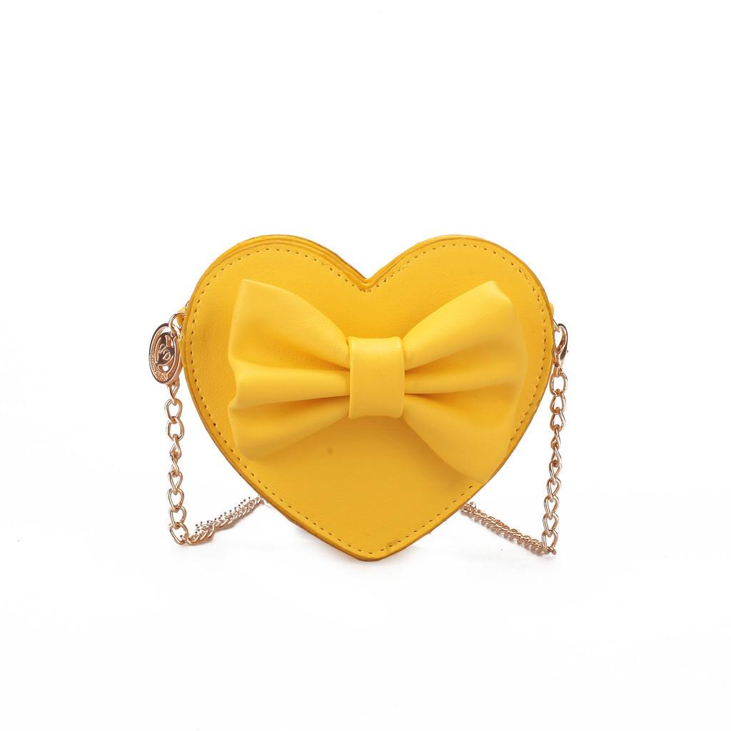 Fashionable Cute Mini Pu Shoulder Bag For Girls With Heart And Bowknot Elements