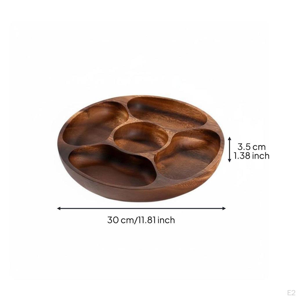 Acacia Wood Nut Dish Japanese Serving Versatile Wooden Divided Tray for