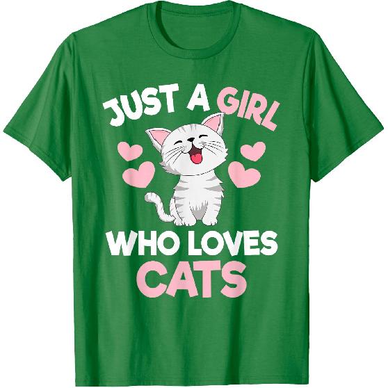 Just A Girl Who Loves Cats Cute Cat Lover Girls Kids T-Shirt