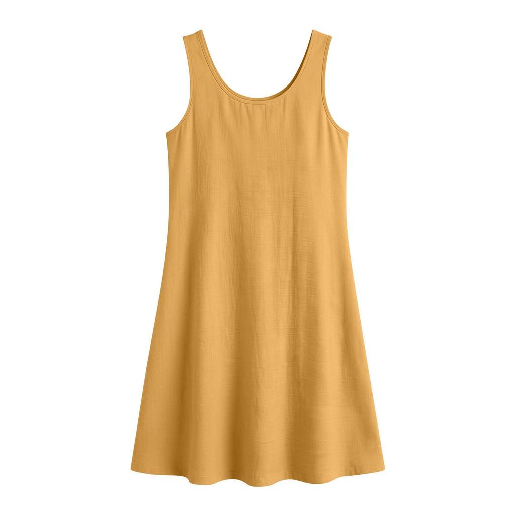 2026 Sommer Strand Locker V-Ausschnitt Ärmellos Baumwolle Leinen Kleid für Damen