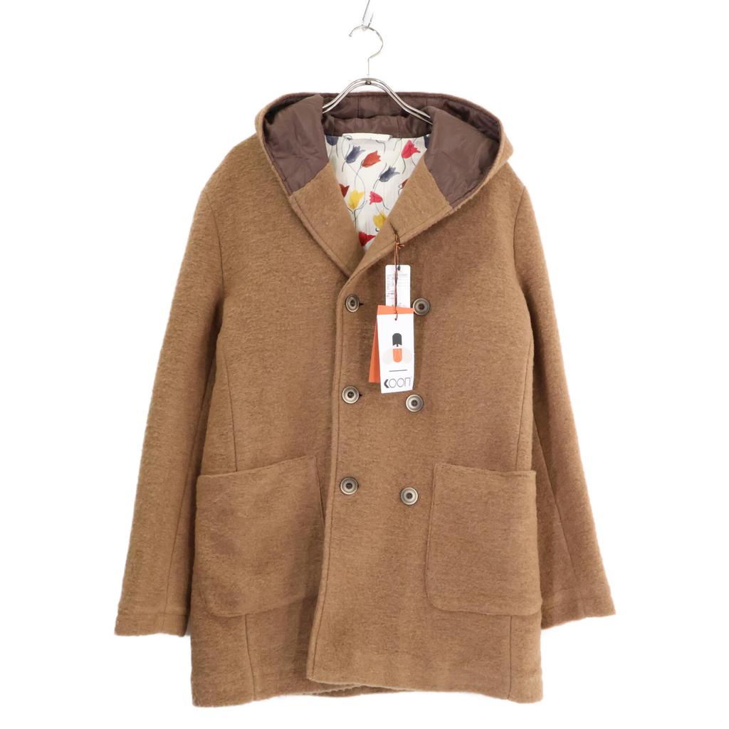 KOON ERO/SM Wool Hooded Double-breasted Coat Coat 50 BrownUsed