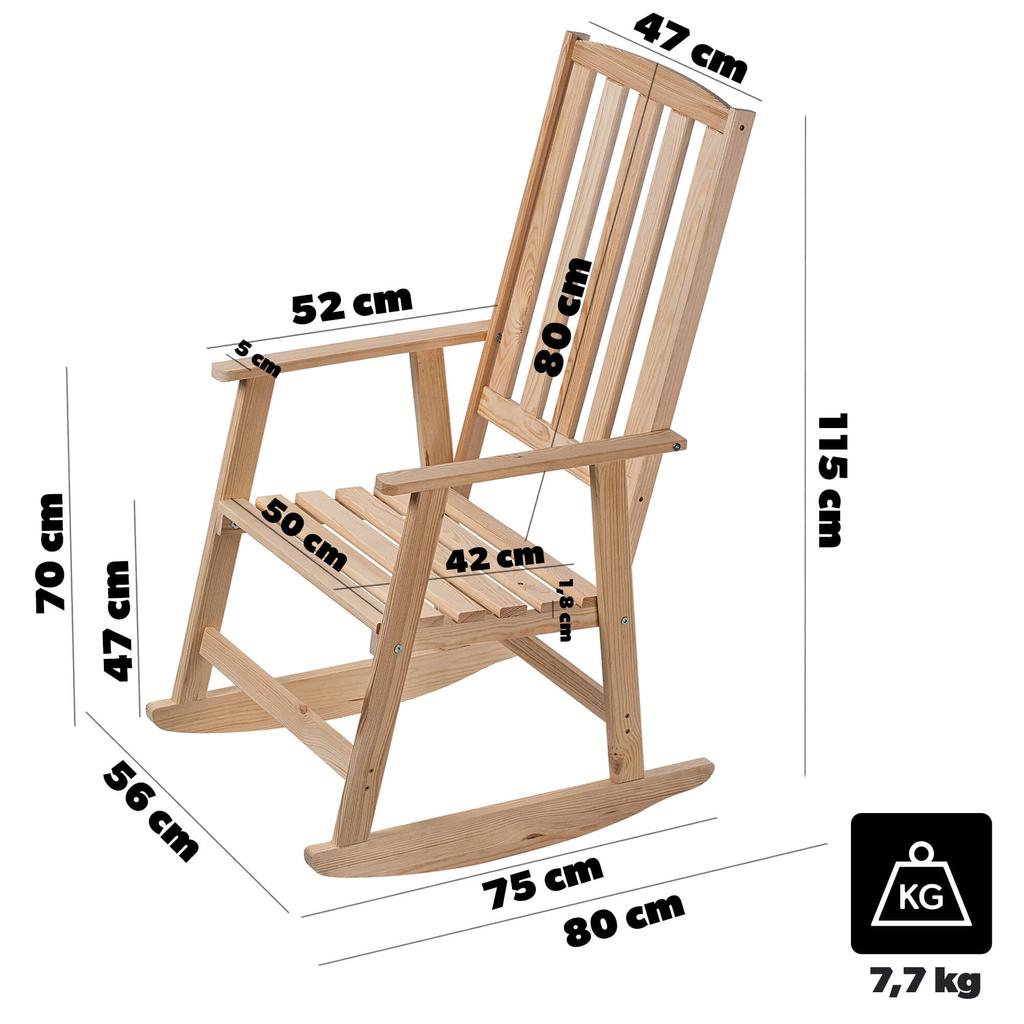 KADAX Schaukelstuhl aus Holz Natur