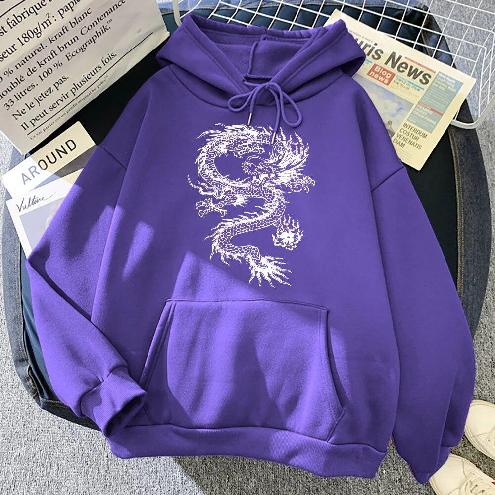 White Dragon Tattoo Stickers Legrační potisk Mikiny Unisex Podzim Pohodlné oblečení Volné Fleece Sportovní Pulovry Streetwear Unisex