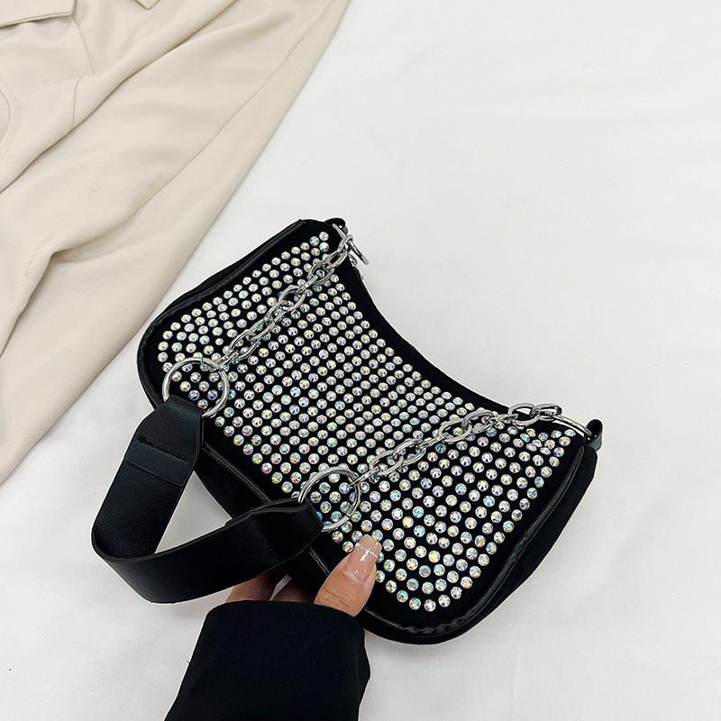 Chic Diamond-studded Shoulder Bag Trendy Spring 2024 Fashion Street Style